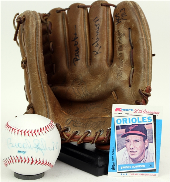 1970s-80s Brooks Robinson Baltimore Orioles Signed Store Model Rawlings Mitt & Baseball (JSA)