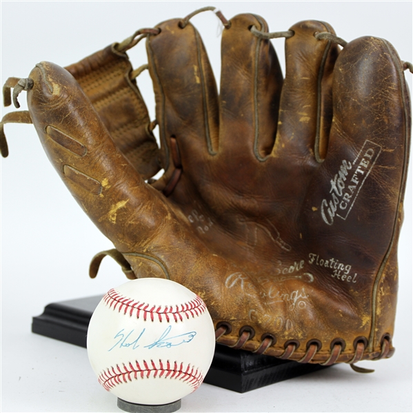 1960s-80s Herb Score Chicago White Sox Store Model Rawlings Mitt & Signed OAL Brown Baseball (JSA)