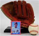 1980s Mike Schmidt Philadelphia Phillies Store Model Franklin Mitt & Signed OAL Brown Baseball (JSA)