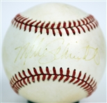 1980's Mike Schmidt Philadelphia Phillies Store Model Franklin Mitt & Signed OAL Brown Baseball (JSA)