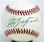 1970's-80's Carl Yastrzemski Boston Red Sox Store Model Spalding Mitt & Signed OAL Brown Baseball (JSA)