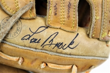 1970's-90's Lou Brock St. Louis Cardinals Signed Store Model Franklin Mitt & OAL Brown Baseball (JSA)