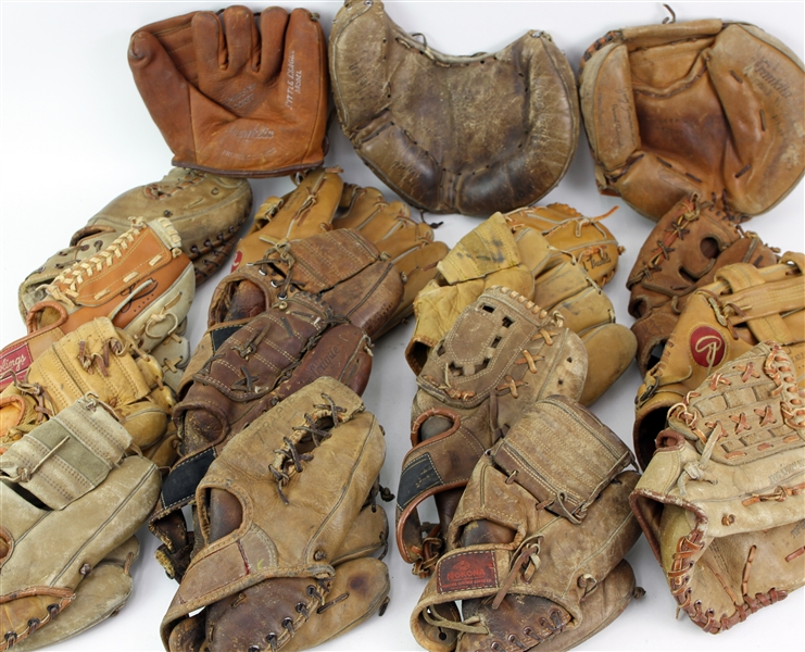 1950s-1990s Store Model Baseball Gloves w/ Models Al Kaline, Leon Wagner, and more (Lot of 31)