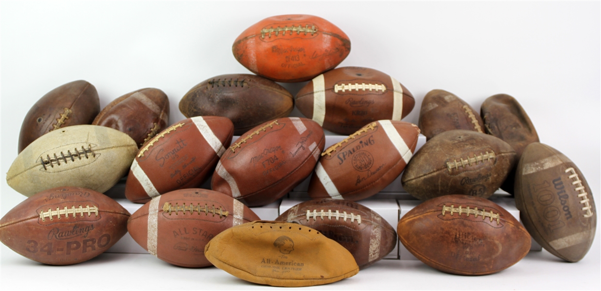 1950s-1970s Store Model Footballs Including Models Paul Hornung, Len Dawson, & more (Lot of 29)