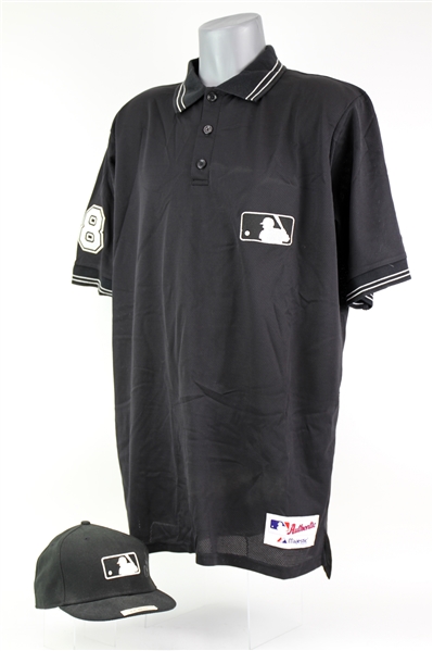 2000s MLB Umpire Game Worn Apparel - Lot of 2 w/ Joe West Signed Cap & Doug Eddings Jersey (MEARS LOA/JSA)