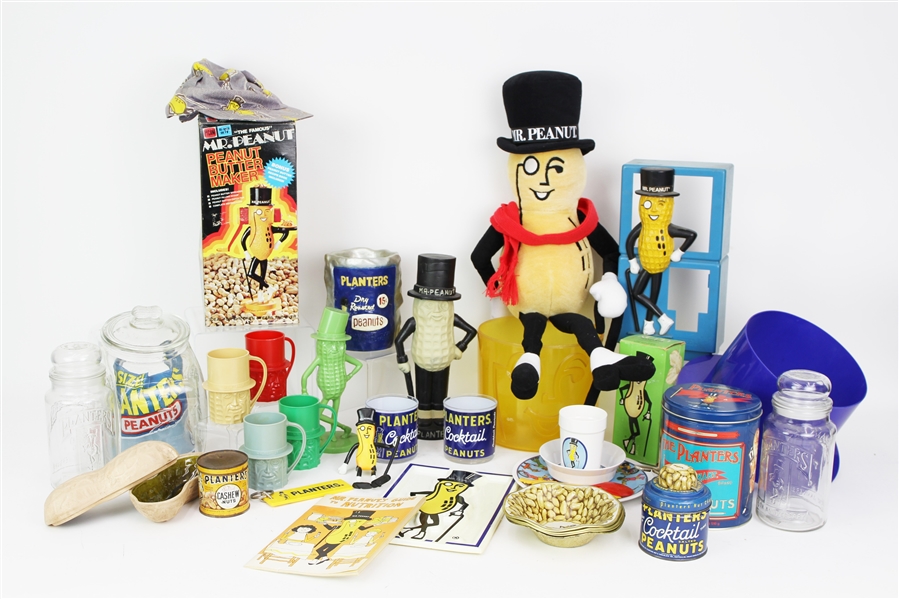 1970s-1980s Planters Peanuts Mr. Peanut Glasses, Bank, & more (Lot of 30+)