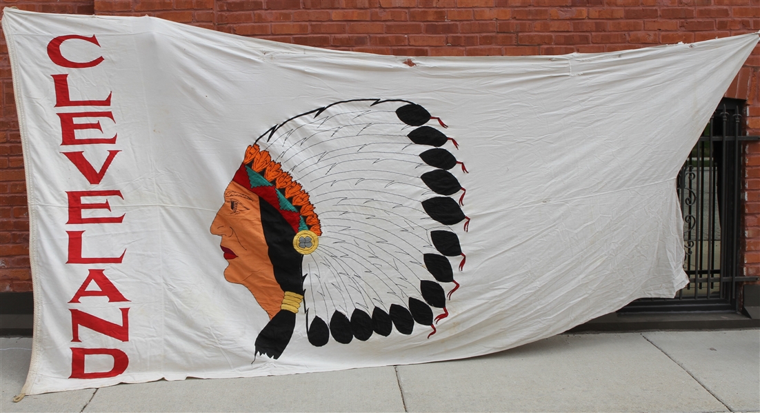 1940s (Late) Cleveland Indians Municipal Stadium Flag (MEARS LOA)