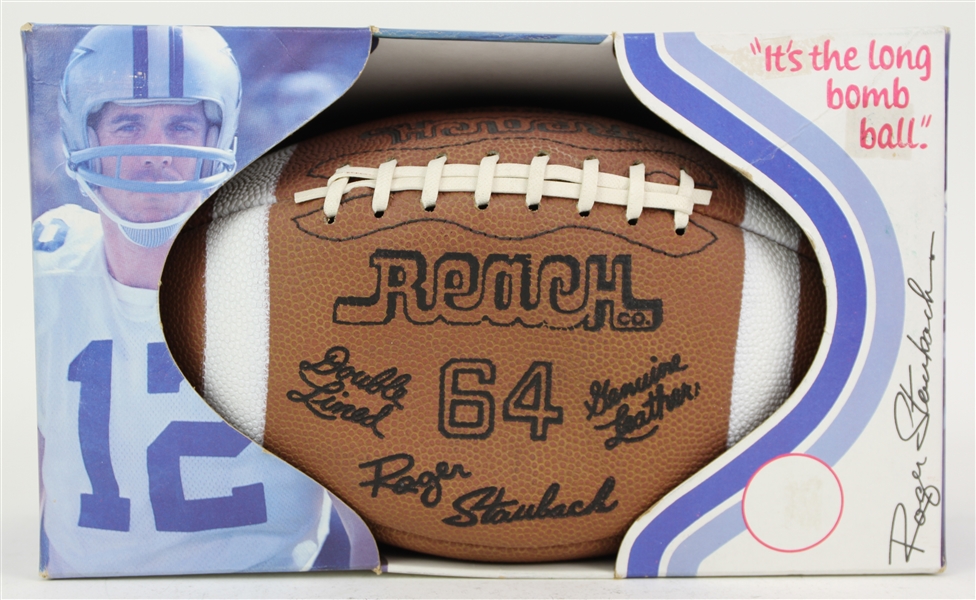 1970s Roger Staubach Dallas Cowboy Player Endorsed Reach Store Model Football w/ Original Box