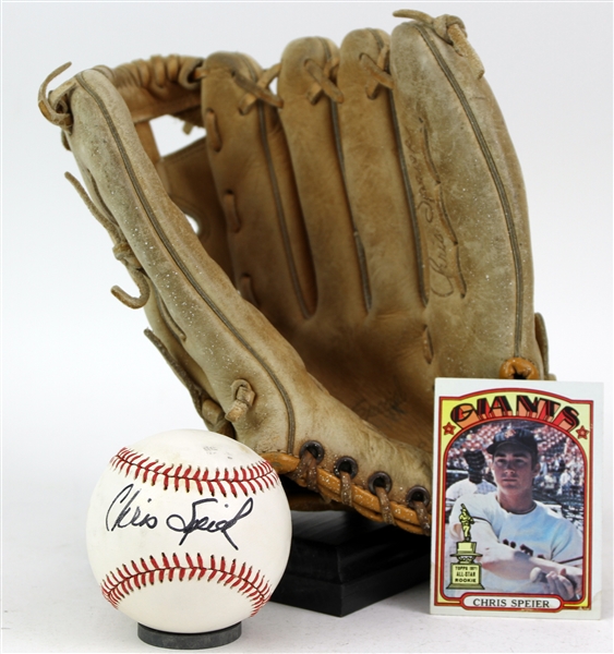 1970s-80s Chris Speier San Francisco Giants Store Model Wilson Mitt & Signed ONL White Baseball (JSA)