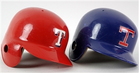1990s Texas Rangers Game Worn Batting Helmets - Lot of 2 (MEARS LOA)