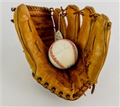 1950s-80s Whitey Ford New York Yankees Store Model Denkert Mitt & Signed OAL Brown Baseball (JSA)