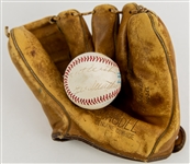 1950s-80s Eddie Mathews Milwaukee Braves Store Model Mitt & Signed OAL Brown Baseball (JSA)
