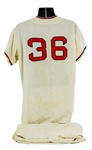1963 Bo Belinsky Los Angeles Angels Game Worn Home Uniform (MEARS A10)