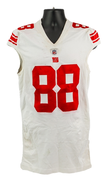2011 (October 2) Hakeem Nicks New York Giants Game Worn Road Jersey (MEARS A10 & PSA/DNA)