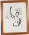 1954-1974 Hank Aaron Milwaukee Braves Signed Numbered 21.5 x 27 Framed Lithograph (JSA)