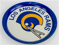 1970's Baltimore Colts 19 x 10 Trash Can & Los Angeles Rams 14 Circular Tray - Lot of 2