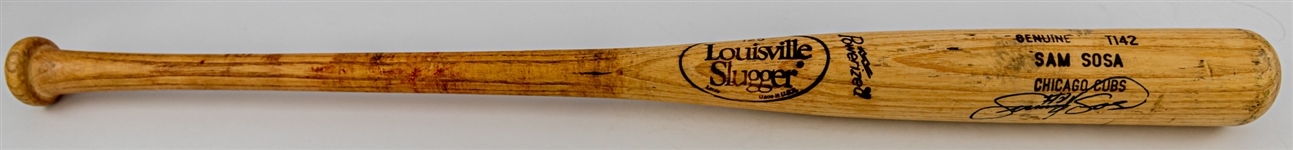 1993 Sammy Sam Sosa Chicago Cubs Signed Louisville Slugger Professional Model Game Used Bat (MEARS A9/JSA)