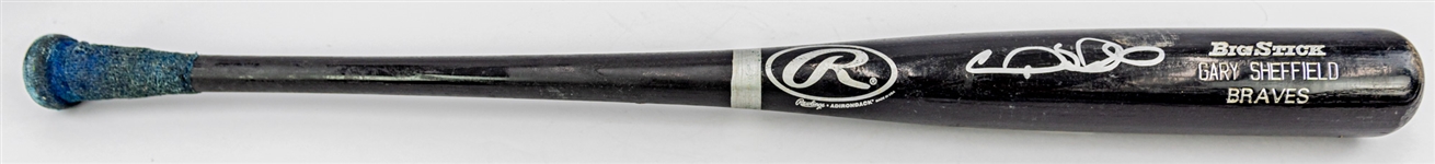 2002 Gary Sheffield Atlanta Braves Signed Rawlings Adirondack Professional Model Game Used Bat (MEARS A10/JSA)