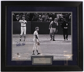 1975 Carlton Fisk Boston Red Sox "Stay Fair" Signed 16x20 B&W Framed Photo (JSA)