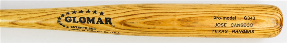 1992-94 Jose Canseco Texas Rangers Glomar Professional Model Bat (MEARS LOA)