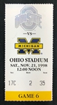 1998 (November 21) Ohio State Buckeyes Ticket Stub & Multi Signed Game Program w/ 12 Signatures (JSA)