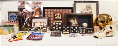 1970s-1990s Football, Baseball, Basketball Photos, Banners, Collector Coins, & more... (Lot of 130+)