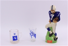 1970s Baltimore Colts Memorabilia - Lot of 3 w/ OBR Kentucky Straight Bourbon Whiskey Decanter, Drinking Glass & Mug 