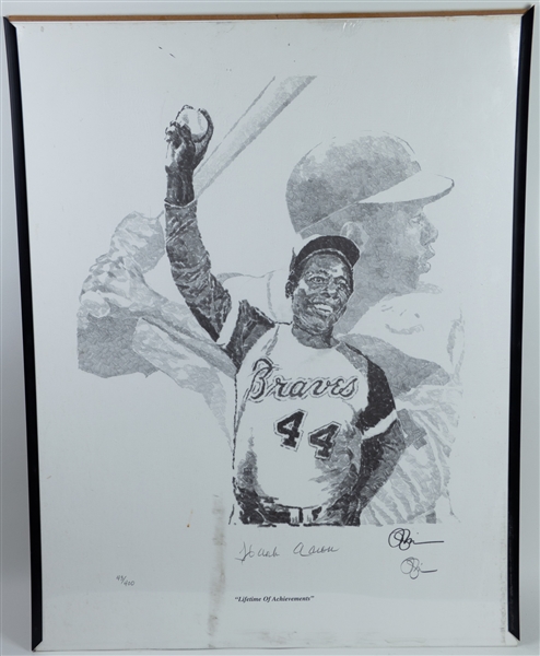 1954-1974 Hank Aaron Milwaukee Braves Signed "Lifetime of Achievements" 22x28 Lithograph (JSA)