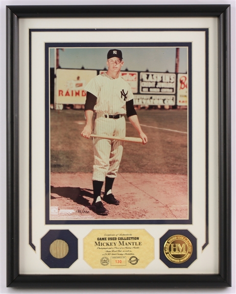 1951-1968 Mickey Mantle New York Yankees Framed 12x15 Game Used Bat Piece w/ 8x10 Photo
