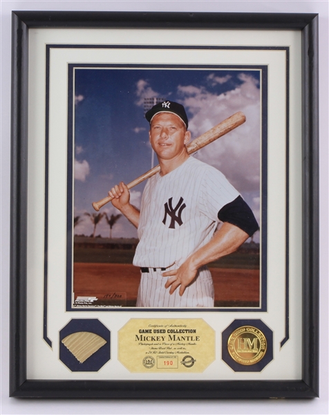 1951-1968 Mickey Mantle New York Yankees Framed 12x15 Game Used Bat Piece w/ 8x10 Photo