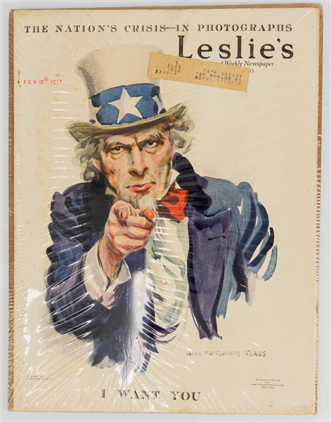 1917 Uncle Sam Leslie Judge Co. "I Want You" 11x14 Illustrated Weekly Newspaper