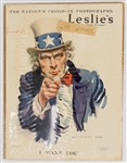 1917 Uncle Sam Leslie Judge Co. "I Want You" 11x14 Illustrated Weekly Newspaper