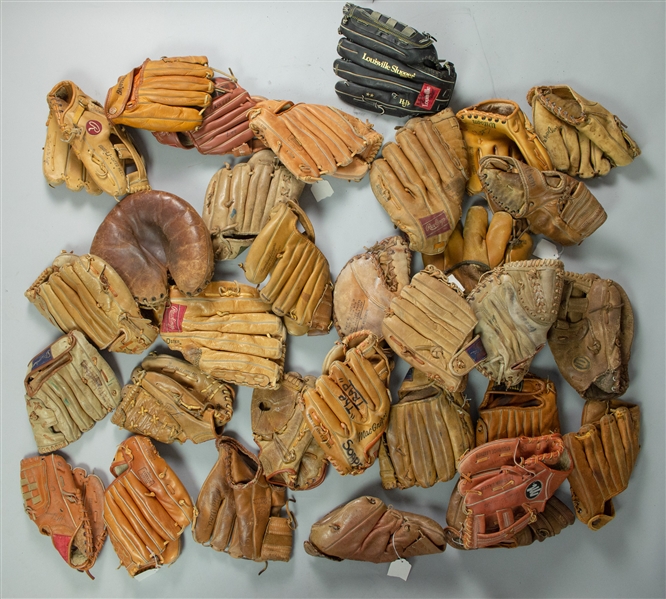 1950s-2000s Baseball Gloves Including Player Endorsed Rick Monday, Al Kaline, Mickey Mantle, & more (Lot of 75+)