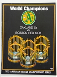 1975 Oakland As vs Boston Red Sox American League Championship Series Program