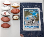 1990s-2000s Signed Football & Banner Collection - Lot of 9 w/ Mel Renfro, Tony Dorsett, Drew Pearson & More 