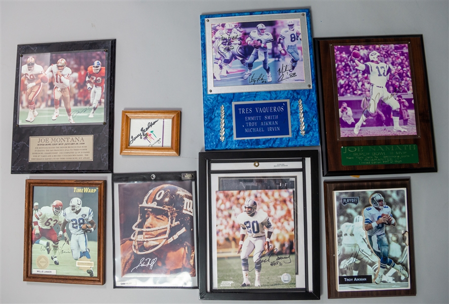 1990s-2000s Football Signed Photo Displays - Lot of 9 w/ Terry Bradshaw, Joe Namath, Joe Montana & More (JSA)