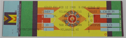 1988 Michael Jordan Chicago Bulls vs Milwaukee Bucks Un-Used Gamed Ticket 