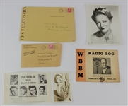 1928-1957 Peggy Wood "Mama" Signed Photo, Debbie Reynolds Photo,& WBBM Radio Log