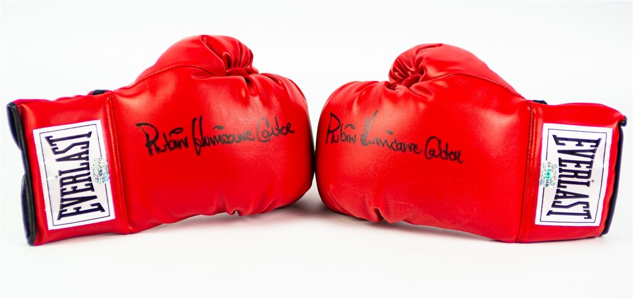 2000s Rubin "Hurricane" Carter Signed Everlast Boxing Gloves - Pair of 2 (JSA)