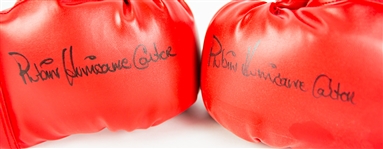 2000's Rubin Hurricane Carter Signed Everlast Boxing Gloves - Pair of 2 (JSA)