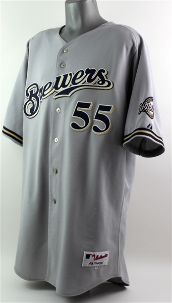 2004 Brooks Kieschnick Milwaukee Brewers Signed Game Worn Road Jersey (MEARS LOA/JSA)