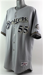 2004 Brooks Kieschnick Milwaukee Brewers Signed Game Worn Road Jersey (MEARS LOA/JSA)