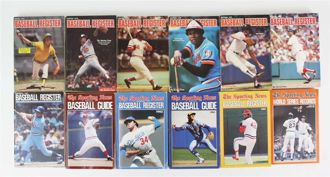 1969-2007 The Sporting News Official Baseball Publication Collection - Lot of 72 w/ Guides, Registers, Record Books & More