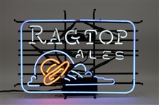 2010s Ragtop Ales 26" x 18" x 7" Neon Bar Sign Made in New Mexico UFO Design?