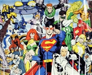 1992 DC Comics 22" x 28" Poster w/ Superman, Batman, Green Lantern, The Flash & More