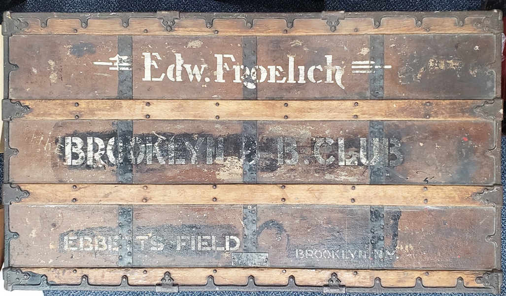 1937-1938 Circa Edward Froelich Brooklyn Dodgers Team Trainer Travel Trunk (MEARS LOA)