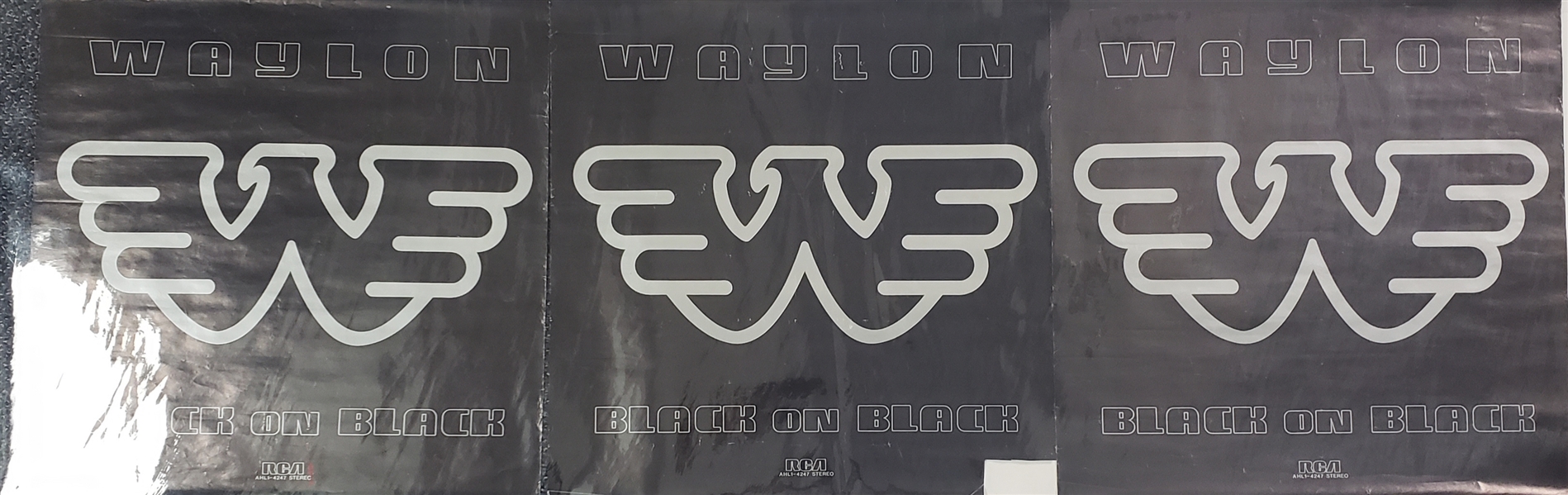 1982 Waylon Jennings Black on Black RCA 22 x 22 Posters (Lot of 3)