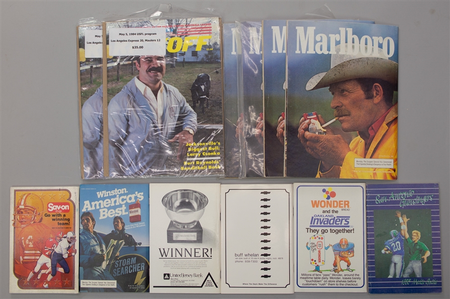 1983-1985 USFL Kick Off Magazines & Media Guides (Lot of 12)