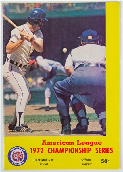 1972 Oakland As vs Detroit Tigers American League Championship Series Program
