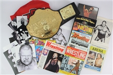 1970-2000s World Wrestling Federation Classic Superstar Figures, Magazines, Photos, & more (Lot of 50+)